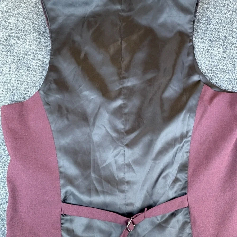 ASOS Suit Vest Men's 40 Burgundy Single Breasted Formal Business Office Wear